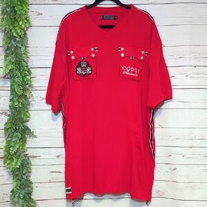 Coogi Australia T-Shirt V-Neck Y2K Pockets Patch Embroidery Men's 5XL Streetwear